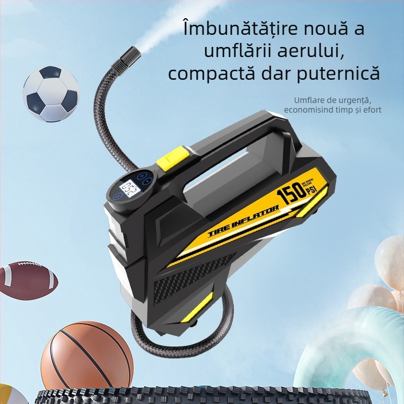 Umflător Auto pentru Anvelope cu Afișaj Digital și Iluminare — DC12V, 100W, 35 L/min, cablu 3 m, cilindru unic
