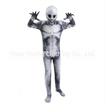 Costum de Halloween pentru copii cu schelet: costum întreg cu mască pentru joacă, țesătură milk silk și 80% poliester, siguranță Clasa A, potrivit pentru copii 3–8 ani