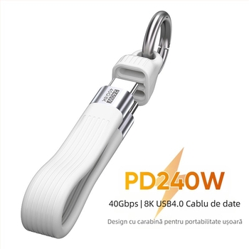 Cablu USB-C PD240W cu încărcare rapidă, Interfață USB-C, Material: aliaj de aluminiu + TPE + FPC