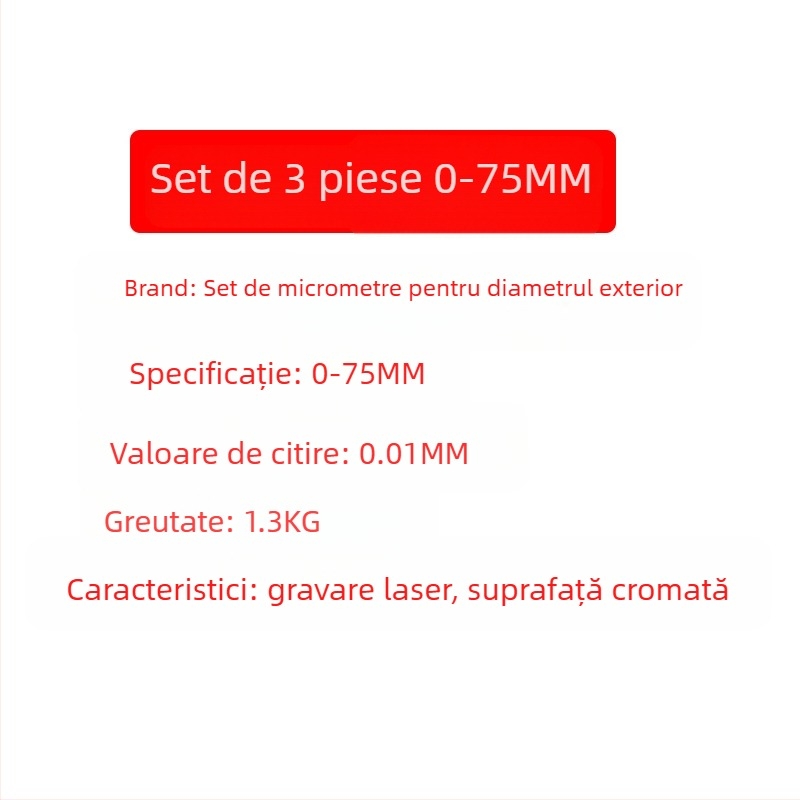 Koer set micrometru exterior (micrometru spiral; cap din aliaj cu duritate înaltă; Brand: Koer)