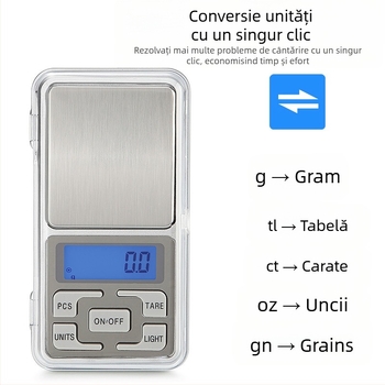 DH-668 cântar electronic pentru uz casnic, cântar compact și portabil, măsurare electronică, alimentare cu 2×AAA, multifuncțional, capacitate de măsurare până la 500 g