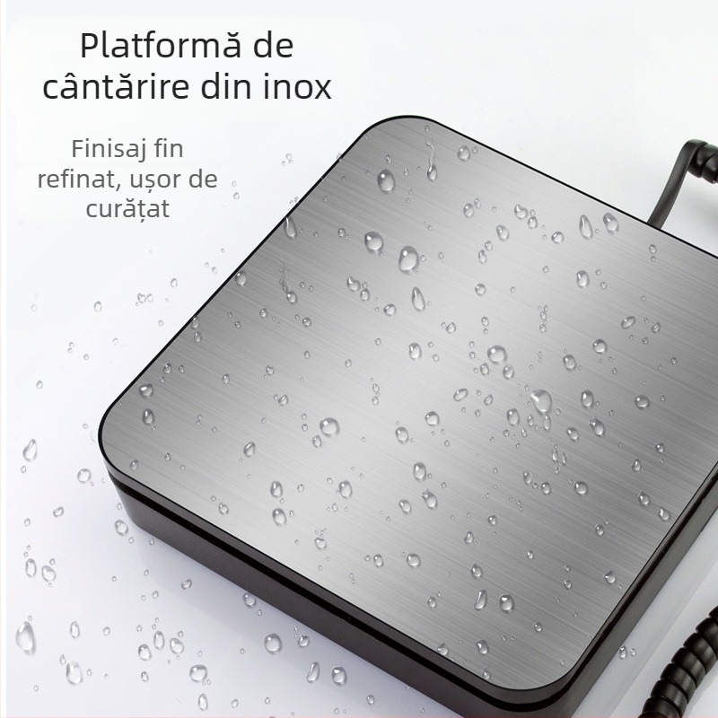 Model G03, cântar electronic pentru colete, capacitate 50 kg, măsurare electronică, alimentare 3A, suport etichetare privată