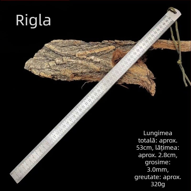 Riglă metalică multifuncțională pentru mașină – manual, oțel inoxidabil, oțel forjat, instrument de autoapărare