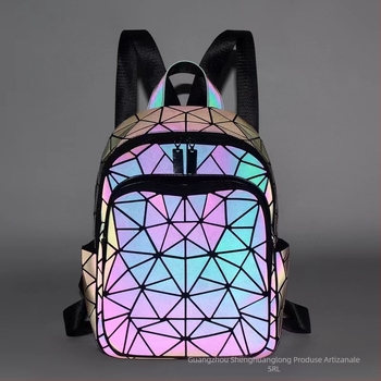 Rucsac unisex din PVC cu model geometric, ultra-ușor pentru uz zilnic în oraș, capacitate sub 20L, stil urban