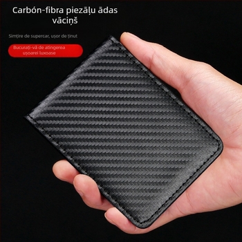 Husă pentru permis de conducere, cu model fibră de carbon, ultra-subțire, design dual, model 1962-8