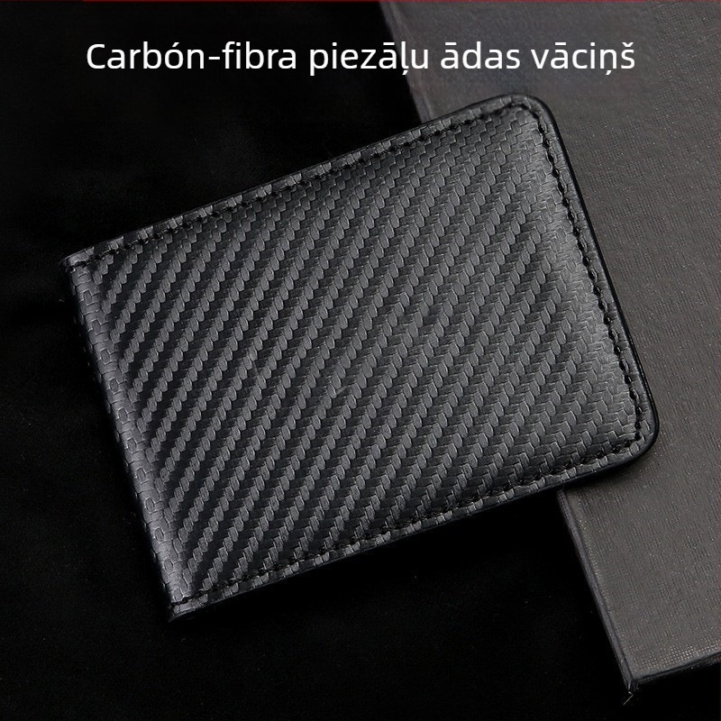 Husă pentru permis de conducere, cu model fibră de carbon, ultra-subțire, design dual, model 1962-8