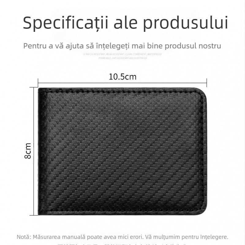 Husă pentru permis de conducere, cu model fibră de carbon, ultra-subțire, design dual, model 1962-8