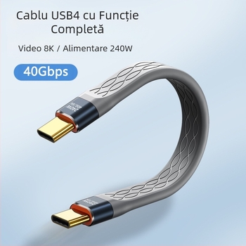 Cablu de date USB4 USB-C, cu un cap, încărcare rapidă, 40Gbps, din TPE (40Gbps, USB-C, un cap, încărcare rapidă, TPE)