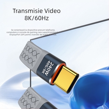Cablu de date USB4 USB-C, cu un cap, încărcare rapidă, 40Gbps, din TPE (40Gbps, USB-C, un cap, încărcare rapidă, TPE)