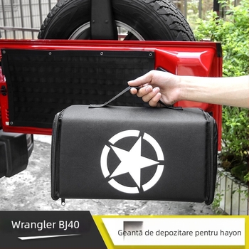 Geantă-organizator pentru portbagaj, compatibil Jeep Wrangler și BJ40 Plus, rezistentă la comprimare, cu imprimare de logo