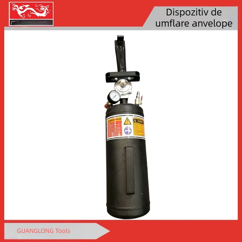 Unealtă de reparații pentru anvelope, cu pompă de înaltă presiune și sigilant; pentru anvelope până la lățimea 235 mm; tub fără sudură de 4 mm; greutate 9.7 kg; cutie exterioară 550×210×215 mm