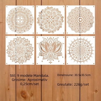 Șablon Mandala pentru plăci, mobilier și podele, de Rongyue Handmade, din plastic ecologic