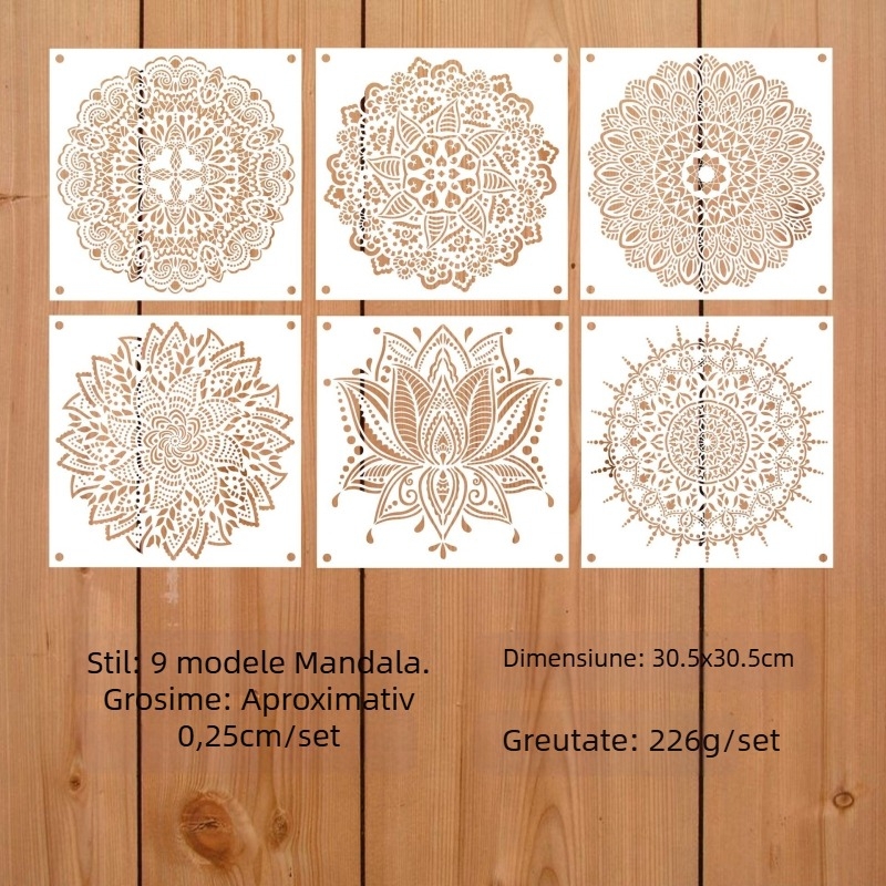 Șablon Mandala pentru plăci, mobilier și podele, de Rongyue Handmade, din plastic ecologic