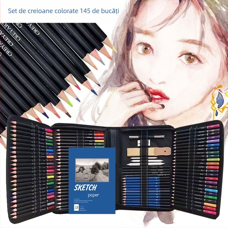 Set de 145 creioane colorate pe bază de ulei pentru începători