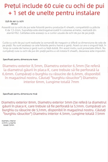 Set de nituri pentru teaca KYDEX a cuțitului, nituri din oțel, model 545, pentru utilizare generală în hardware (Brand: Other)