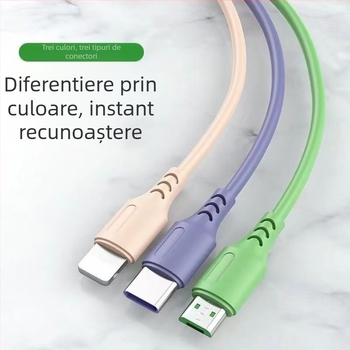 Cablul de date 3 în 1, încărcare rapidă: Lightning, Micro USB, USB-C – ieșire 3A