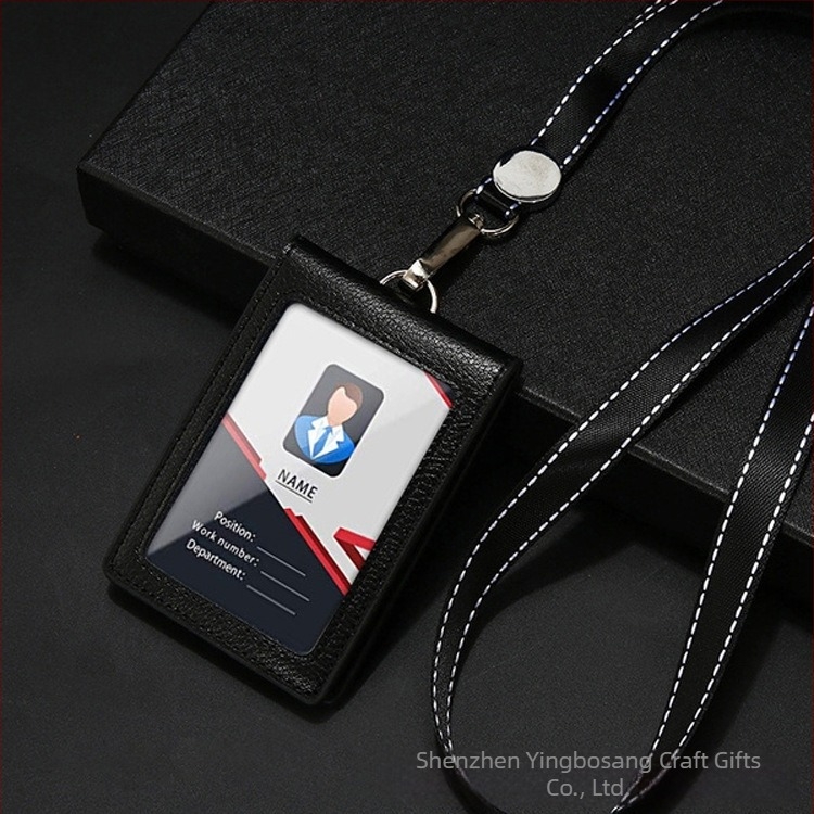 Suport din piele pentru ID cu șnur – Inbosan Work Card Holster-1, Tip Card, Imprimare Logo Can, Realizare manuală, Transfer termic, Serigrafie