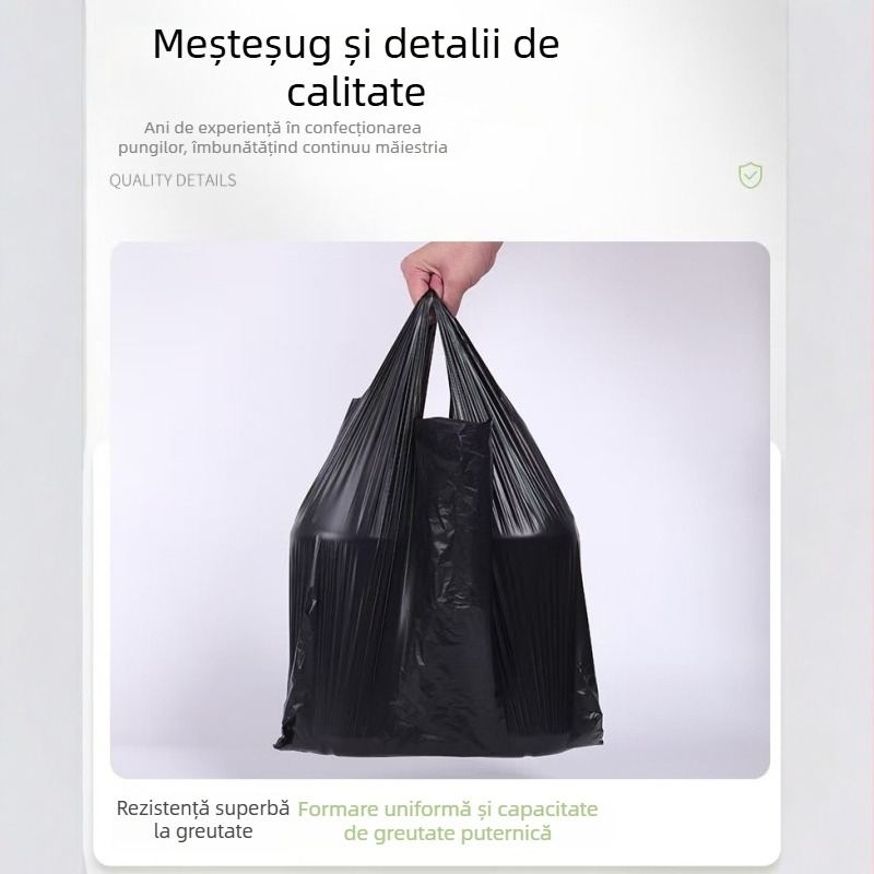 Saci de gunoi de unică folosință, negri, în stil vestă, pentru uz casnic, bucătărie și cămin, groși și durabili, HDPE, 10.000 de bucăți