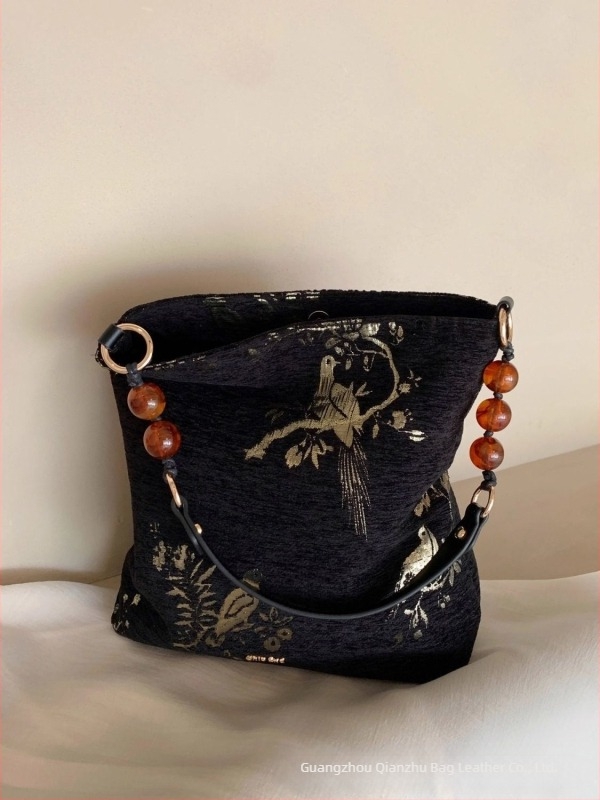 Geantă de lucru pentru femei, în stil național literatură și artă, din pânză, geantă tote cu formă verticală pătrată și închidere magnetică