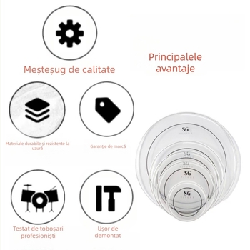 Capă de tobă cu dublu strat din piele uleiată, SGTJSGRX – membrană de tobă pentru percuție occidentală