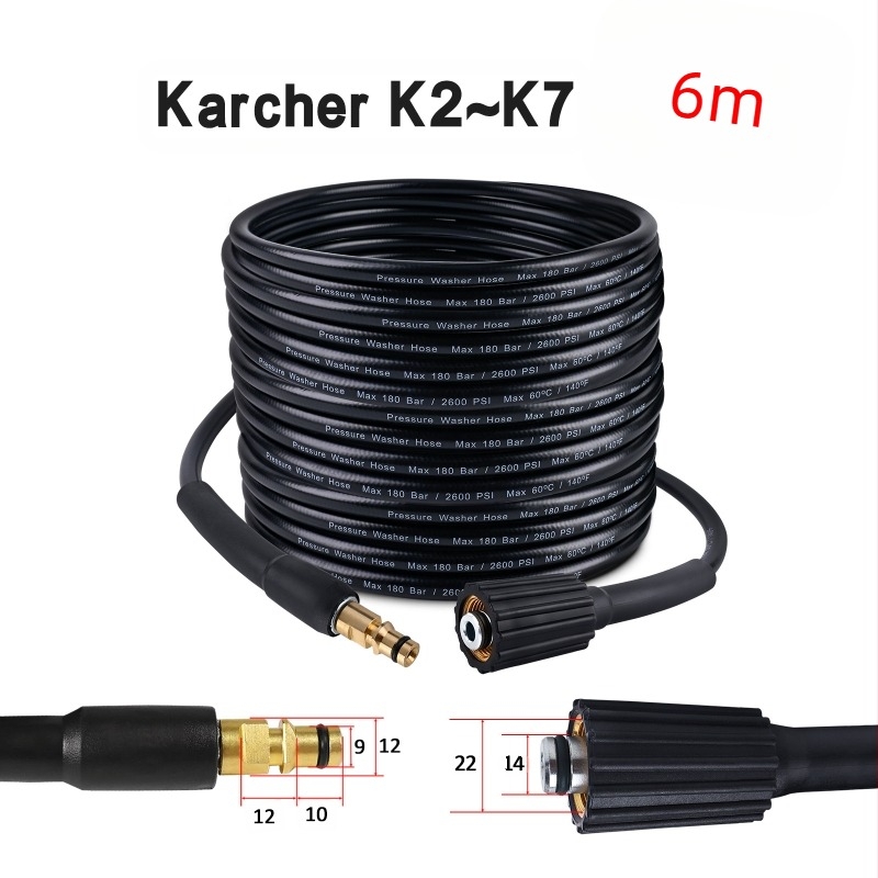 Furtun de înaltă presiune pentru spălarea automobililor, rezistent la explozie, din PVC și cupru, compatibil cu seria Karcher K, brand Xiong Wei, cod Ph0616-10MK