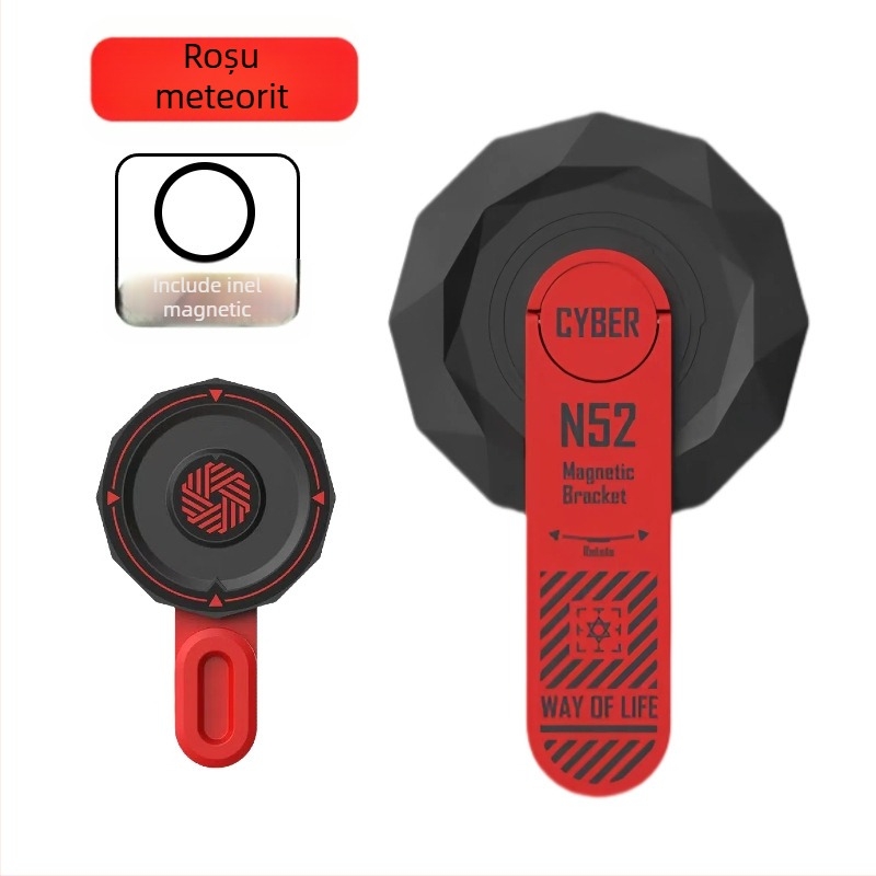 Suport magnetic pentru telefon – rotație de 360°, pliabil, pentru birou, din aliaj de aluminiu