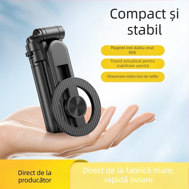 Bețișor de selfie magnetic cu Bluetooth, braț telescopic, mâner MagSafe, corp din aliaj