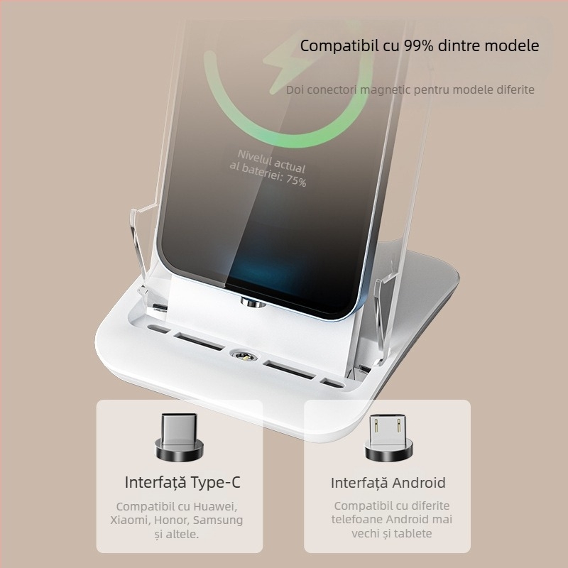 Încărcător wireless 15W, aliniere magnetică, 65W încărcare rapidă, protocol QC3.0, suport vertical pentru birou
