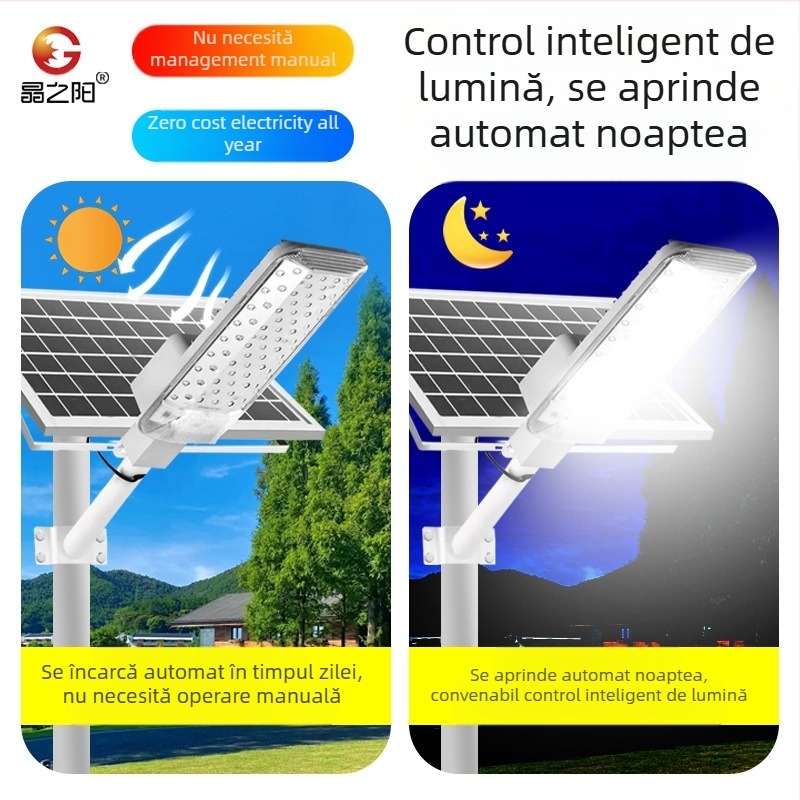 Lumină solară pentru exterior cu formă curbată, model A10, 74 LED, 1000 lm, 6500K, IP66