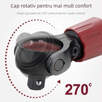 Hi-Spec cheie cu cap reglabil și capăt telescopic, cap pătrat de 3/8 in, oțel crom-vanadiu, finisaj negru, format Imperial, calitate industrială