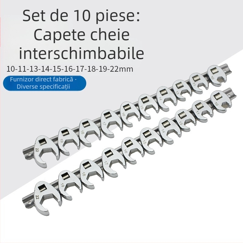 Cheie cu capete interschimbabile, cu capete deschise, în formă de L, din oțel carbon cromat, suprafață lustruită