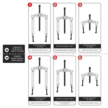 Set de extractoare auto – 13 piese, brațe universale duble