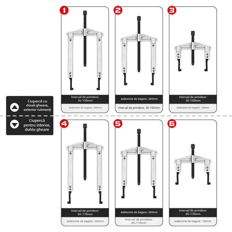 Set de extractoare auto – 13 piese, brațe universale duble