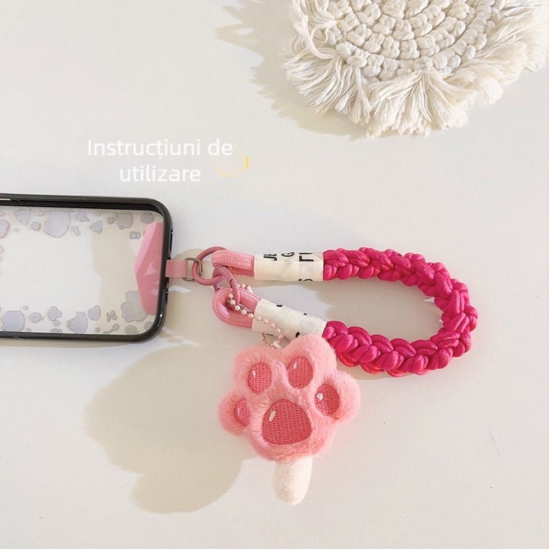 Lanyard pentru telefon cu pandantiv labă de pisică (Plastic; Nylon șnur; Plastic cataramă; Brand: Jiechuangxing; Stil: feminin)