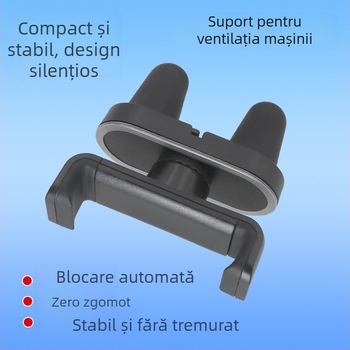 Suport pentru telefon pentru grila de ventilație a mașinii, rotire la 360°, montaj snap-on, seria Vent, universal pentru telefoane