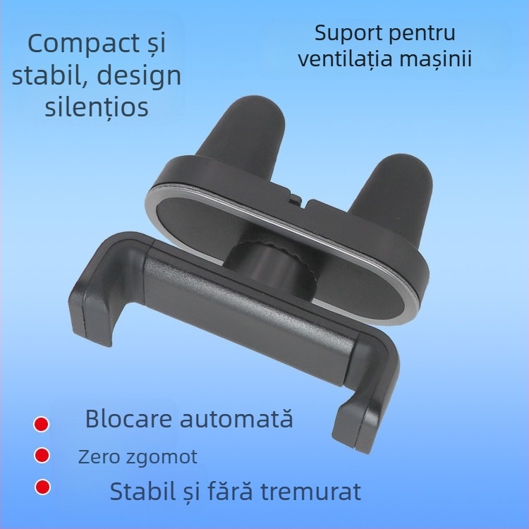 Suport pentru telefon pentru grila de ventilație a mașinii, rotire la 360°, montaj snap-on, seria Vent, universal pentru telefoane