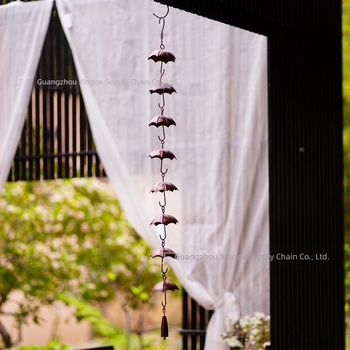 Lanț de ploaie pentru umbrelă — pandantiv clopoțel din fier pentru decor exterior