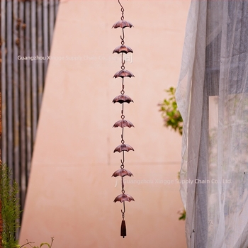 Lanț de ploaie pentru umbrelă — pandantiv clopoțel din fier pentru decor exterior