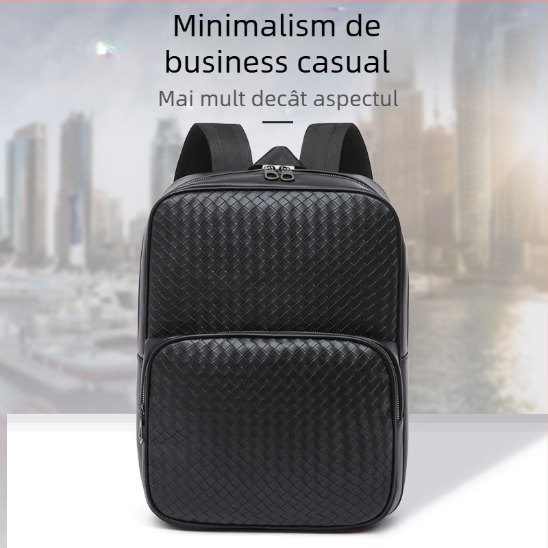 Rucsac masculin din PU pentru călătorii de relaxare, compatibil cu laptop de 15 inch, capacitate sub 20 L, curele cu aer, căptușeală din nylon