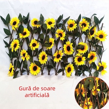 Five-color grass gard pentru plante artificiale, varietate floarea-soarelui, din plastic și flori de mătase, decor pentru grădină