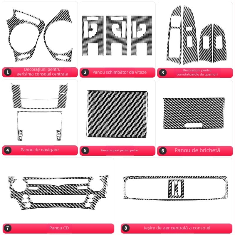 Piese decorative din fibră de carbon pentru panoul butoanelor AC Lexus IS (2006-2012) – material: fibră de carbon + epoxy cristal; logo tipărit: OK; tip: Altul