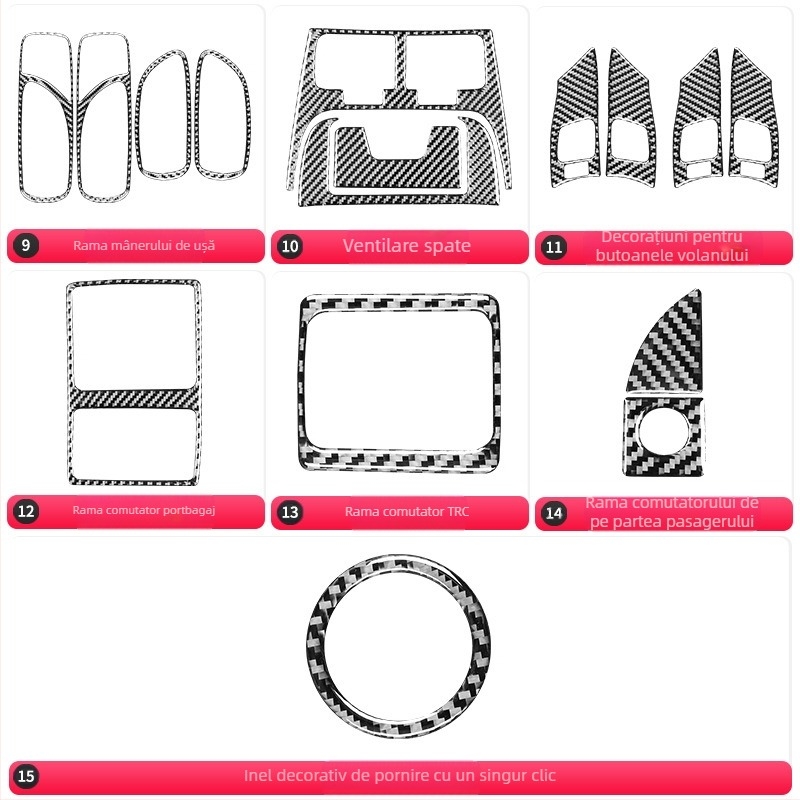 Piese decorative din fibră de carbon pentru panoul butoanelor AC Lexus IS (2006-2012) – material: fibră de carbon + epoxy cristal; logo tipărit: OK; tip: Altul