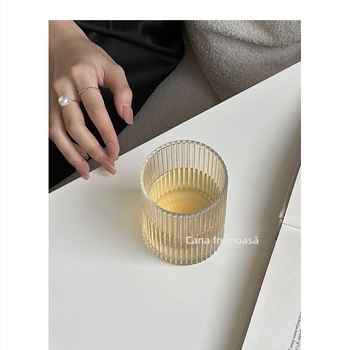 Ceșă de cafea din sticlă rezistentă la temperaturi, cu pereți dubli, stil japonez, cilindrică, fără mâner