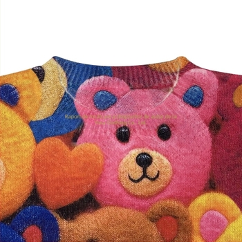 Pulover tricotat damă cu imprimeu all-over, guler rotund, primăvara 2025