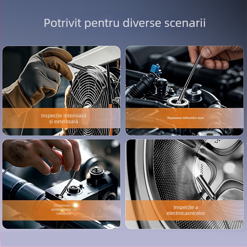 Endoscop cu ecran pentru întreținere industrială și inspectarea conductelor auto, diametrul sondei 8.5, IP67, lungimea de lucru 20-100, display de 4.3 inch, iluminare LED