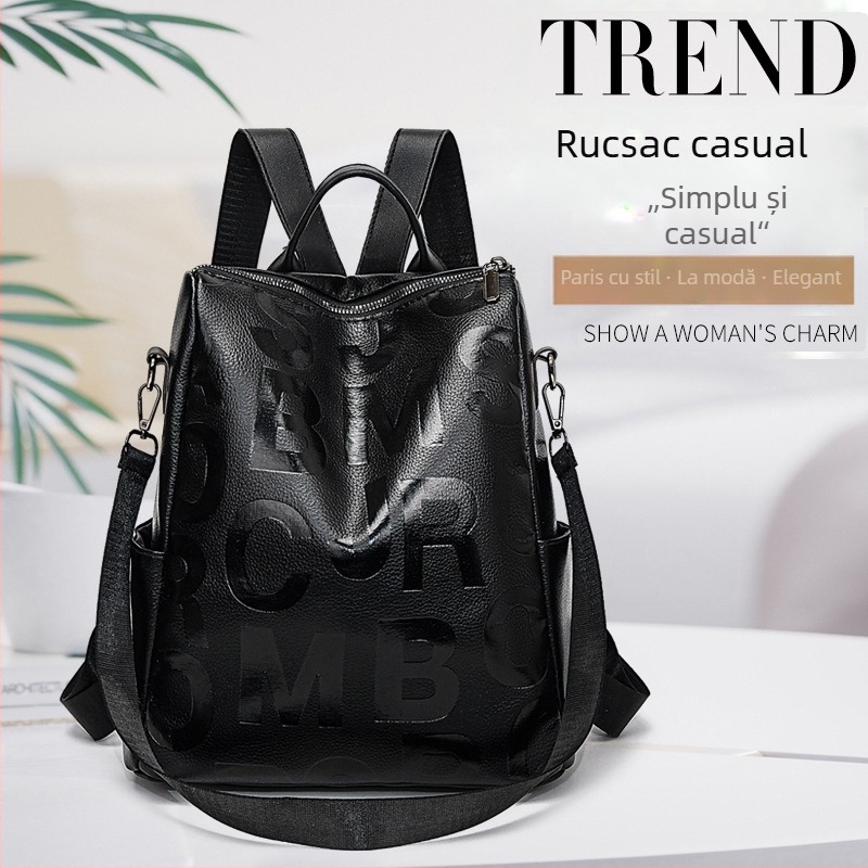 Rucsac PU pentru femei — ultra-ușor, capacitate 20–35L, curea de umăr curbată, căptușeală poliester