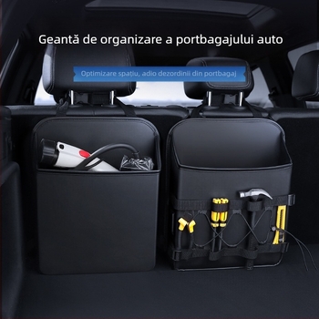 Cutie de depozitare din piele pentru portbagajul auto, montată pe spătarul scaunului, capacitate 9000 ml, impermeabilă, durabilă, personalizabilă prin imprimare de logo, cu mâner.