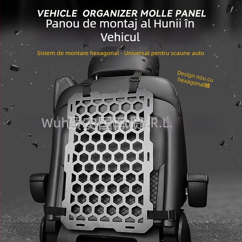 Panou MOLLE hexagonal pentru scaunul auto, montaj suspendat, din plastic, impermeabil și rezistent la tensiune, compatibil universal