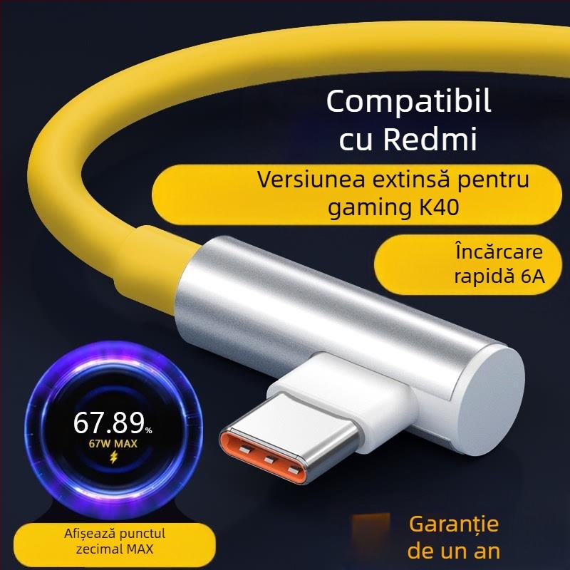 CABLU USB-C pentru încărcare rapidă, 120W, 1–2 m, TPE, compatibil Redmi K50 Extreme Edition, K60, K70 Pro, Xiaomi 13/14