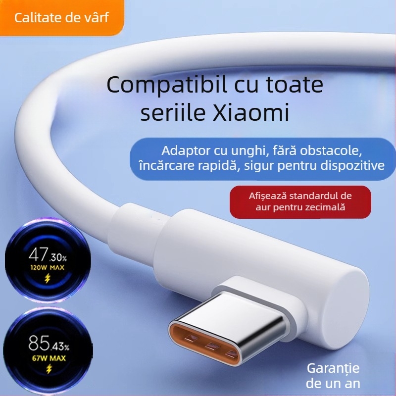 CABLU USB-C pentru încărcare rapidă, 120W, 1–2 m, TPE, compatibil Redmi K50 Extreme Edition, K60, K70 Pro, Xiaomi 13/14